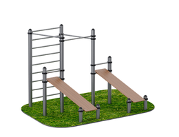 Комплекс из 2 скамеек для пресса и трех турников ARWOK020.4