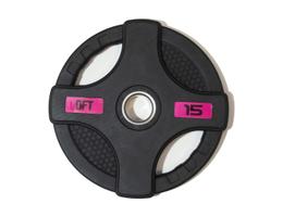 Диск олимпийский обрезиненный Original Fittools FT-2HGP-15 с двумя хватами 15 кг